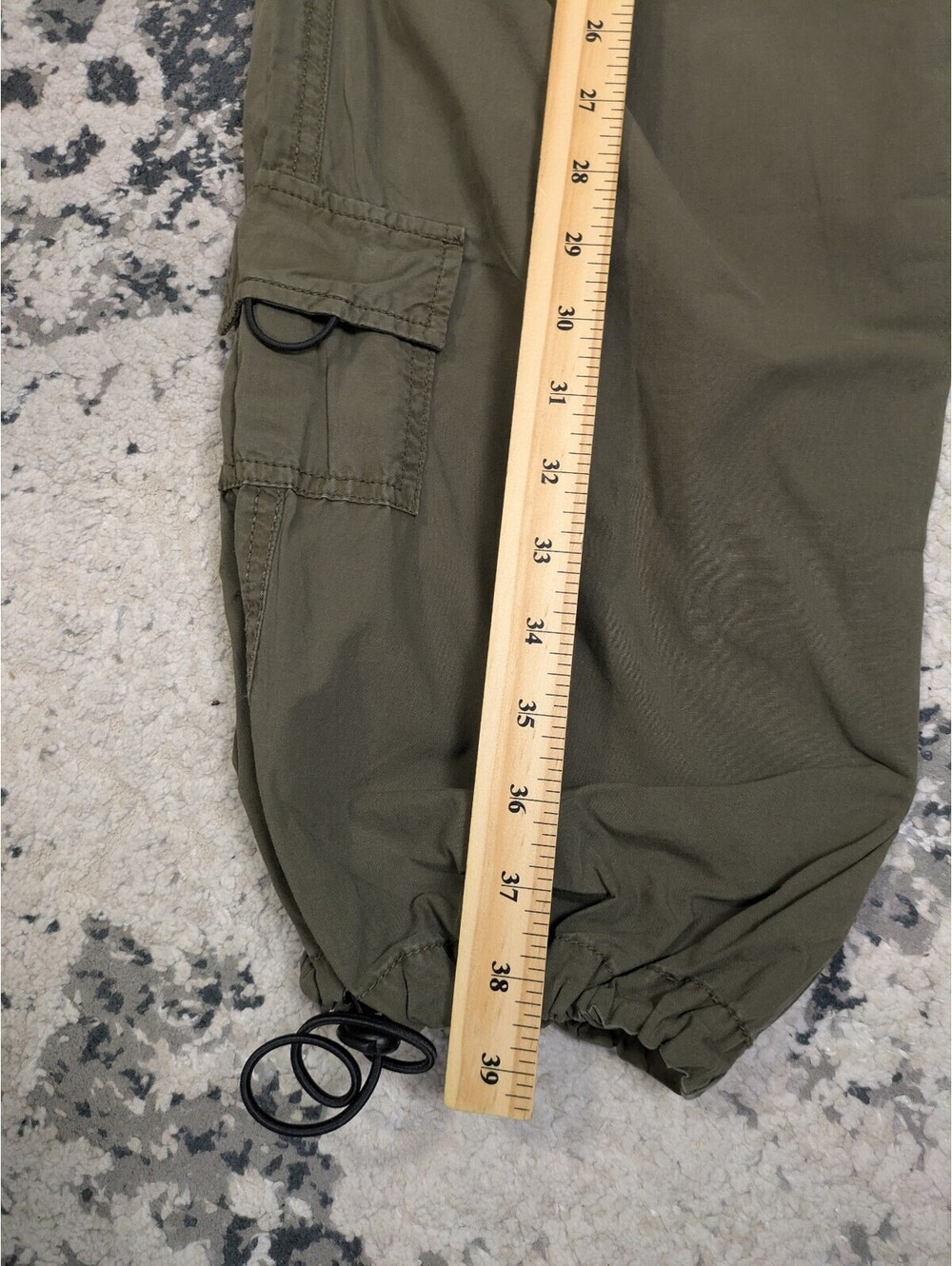 Garage Olive Green Parachute Cargo Pants – Size XS Adjustable Toggle Joggers - Picture 5 of 7